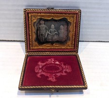 Vintage Antique Daguerreotype Photograph Picture - 3 Children Sisters Serious picture