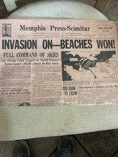 Invasion On D-Day June 6 1944 BEACHES WON MEMPHIS PRESS SCIMITAR picture
