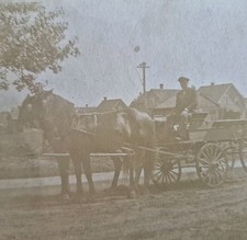 Antique RPPC Postcard Photo Horse Drawn Delivery Wagon Street Scene CYKO c1910's picture