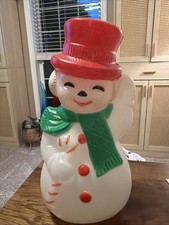 Vintage Empire Plastic Blow-Mold Waving Snowman 1996 Holiday Decor Light 17” picture