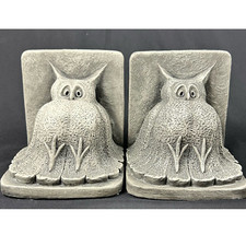 Vintage Witt Accents Owl Bookends Pair 1973 Signed MCM Fat Owls 70s Decor picture