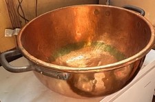 Large Antique Copper Candy/Confectioner Kettle Bowl iron Handles Star Mark # 3 picture