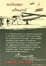 Vintage United Airlines Welcome Aboard Comment Card Mainliner Aviation picture