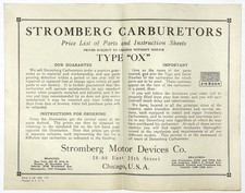1924 STROMBERG CARBURETORS TYPE OX PARTS PRICE LIST INSTRUCTION SHEETS CHICAGO picture