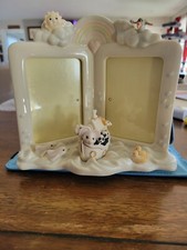 Lenox Noah's Ark~Tabletop Porcelain Double Picture Frame~No Chips Or Cracks picture