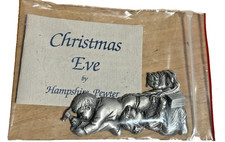 Pair Vintage Hampshire Pewter Ornaments Christmas Eve Holiday & John Stark NH picture