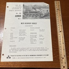 VTG 1969 U.S Army Fact Sheet Armor 3: M578 Recovery Vehicle - Military Tank picture