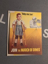 Vintage 1956 March of Dimes Polio Campaign Card Poster Art Help Me Too Boy... picture