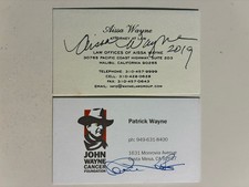 PATRICK & AISSA WAYNE autograph Signed Business Card CHILDREN OF JOHN WAYNE picture