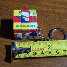 EVA Air Mini Rubiks Cube Keychain Promo Airline Souvenir picture