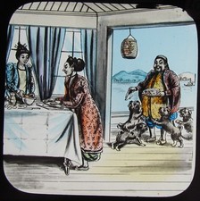HAND COLOURED Glass Magic Lantern Slide PUPPY DOG PIE NO10 C1890 VICTORIAN STORY picture