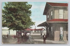 Mayville Dock and Pennsylvania Railroad Depot Chautauqua New York c1916 Postcard picture