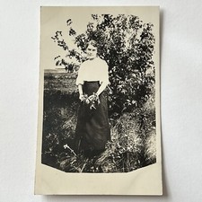 Antique RPPC Real Postcard Photograph Beautiful Young Woman Holding Leaves picture