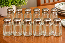 12 vintage individual glass table shakers faceted (8) octagonal salt and pepper picture