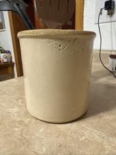 Antique Style Stoneware Crock Utensil Holder – With Slotted Spoon And Spatula picture