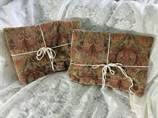 Pair Vintage Traditional Woven Tapestry Style Std  Pillow Sham Jacobean Floral picture