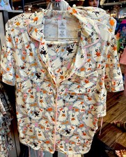 2025 Disney Parks Halloween Mickey Minnie Ghost Pajama 1X TOP ONLY button SOFT picture