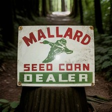 Vintage Mallard Seed Corn Porcelain Sign Feed Farmers Hybrid Pioneer Gas Oil USA picture