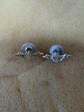 Vintage Soviet USSR Airborne Paratrooper Insignia Pins Gold Silver Pair picture