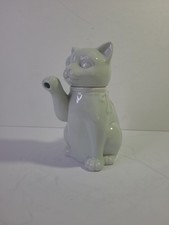 Vintage 1970s Takahashi San Francisco Cat Teapot Celadon Green Porcelain Pot picture