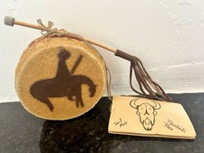 VTG Signed Lakota Rosebud Sioux Native American Drum Robert Young Hand Carved picture