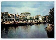 c1960 The Water Front Passenger Boat Buildings Houses Lake Singapore SG Postcard picture