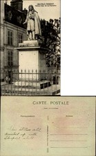 Chateau-Thierry Aisne France Statue Jean de La Fontaine ~ vintage postcard picture