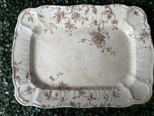 Antique Ridgways Waverley Brown Transferware Platter Royal Semi Porcelain 1890 picture