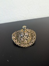 🌸 Vintage Avon Floral Bonnet Perfume Bottle - Gold-Tone Metal & Rhinestones 🌸 picture