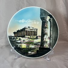 Vintage Kutahia Athens Greece Parthenon Acropolis Hand Painted Wall Plate No 502 picture