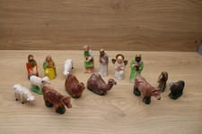 Vintage Hard Plastic Christmas Nativity Figures Animals Camels Sheep Lot picture