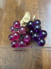 Vintage 1960s  Fushia/Purple Lucite GRAPE CLUSTER, MCM Driftwood (2) picture