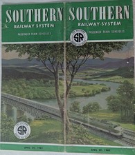 ***VINTAGE 1962 SOUTHERN RAILWAY SYSTEM PASSENGER TRAIN SCHEDULES*** picture