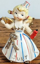 Vintage Lefton July Birthday Angel Patriotic Miss Firecracker 5in 1987J picture