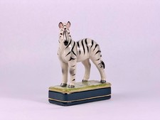 Vintage Mid-Century Japanese Porcelain Zebra Figurine by Takahashi on Blue Base picture