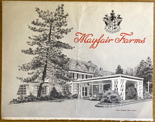 1965 MAYFAIR FARMS vintage restaurant sunday dinner menu WEST ORANGE, NEW JERSEY picture