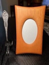 Vintage Fetco MCM Style Flared Wood Picture Frame Folk Art Fork Display Stand picture