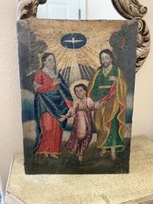Early 19th Century Spanish Colonial Antique  Oil Painting Of The Holy Family picture
