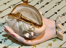 Napco Porcelain Hand Holding Coin Purse Trinket Planter DisplayFigurine No. S671 picture