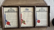 Vintage Set of 3 Framed Official U.S. Patent Certificates w/ Seals 1975-1976 picture