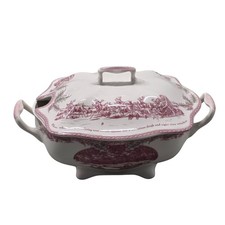 Johnson Brothers Twas The Night Soup Tureen Pink Christmas Reindeer Poem England picture