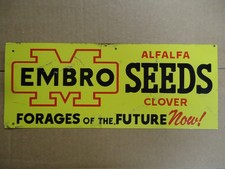 Antique Vintage Original TIN SIGN EMBRO SEEDS  Advertising  15