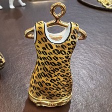 Limoges trinket box animal print dress  Ateuer de on gold hanger France  picture