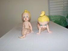 2 Vintage 1950's Kreiss Ceramic Little Mermaid Girls Group C picture