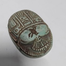 Handmade Ancient Egyptian Scarab Stone Figurine Pharaoh Style Collectible Piece picture