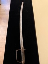 Antique 19thC Military Cavalry Sabre Sword Wire Wrap Grip Iron Stirrup Hilt Blad picture