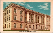 Vintage City Hall Charlotte NC Linen Postcard by McNeil Paper Co. picture