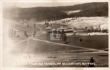 c1930s Old Faithful Inn Yellowstone Park Geyse Aerial WY RPPC Postcard COPY picture