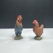 Schleich Farm Animals BROWN HEN 13128 & ROOSTER 13131 Figures Chicken  1998/1999 picture