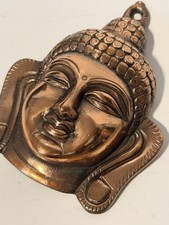 Vintage Solid Brass Buddha Wall Mask – Handcrafted Sand-Cast Bronze Finish 6 In picture